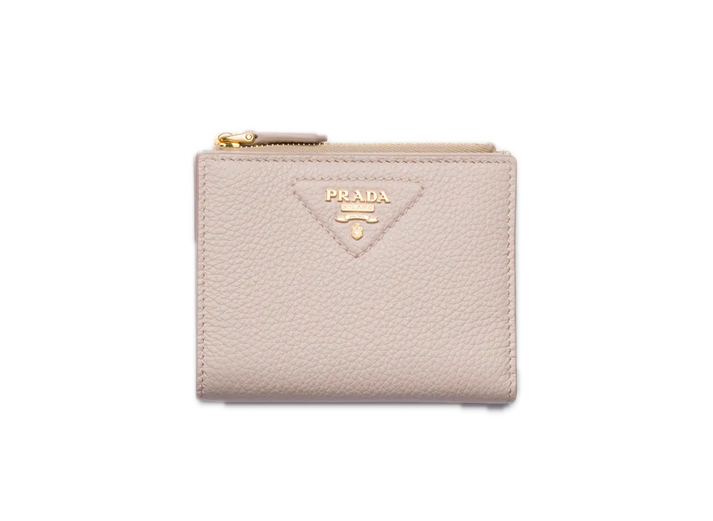 PRADA Vitello Daino Leather Mini Wallet "Water Lily"
