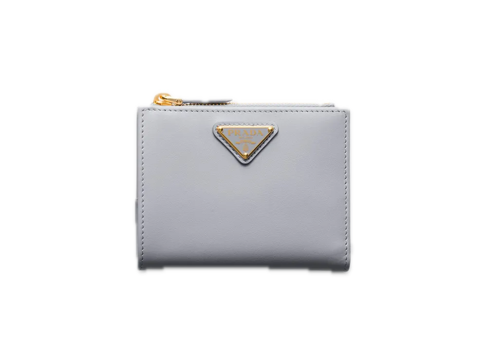PRADA City Calf Tab Wallet "Light Gray"