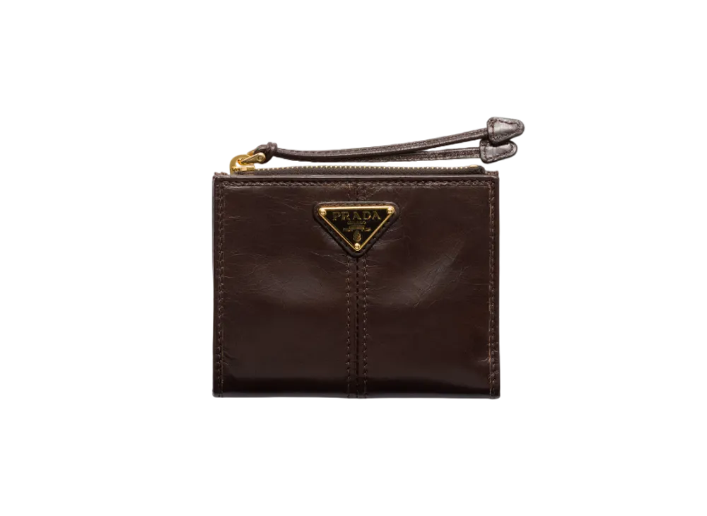 PRADA Soft Lux Leather Wallet "Dark Brown"