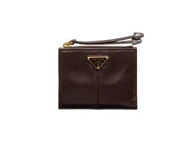 PRADA Soft Lux Leather Wallet "Dark Brown"