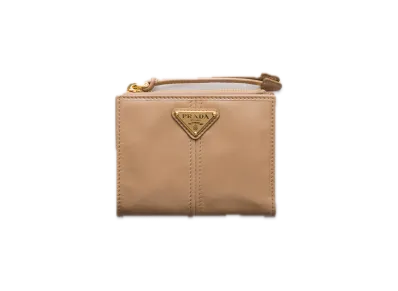 PRADA Soft Lux Leather Wallet "Cameo Beige"