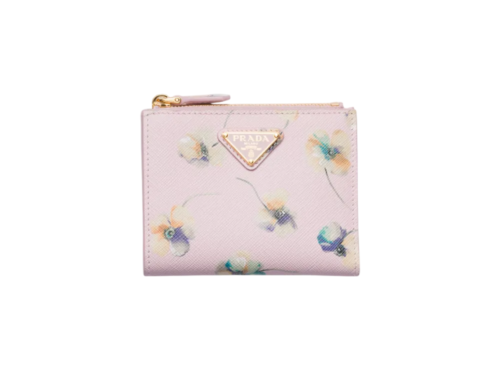 PRADA Printed Saffiano Leather Wallet "Pink"