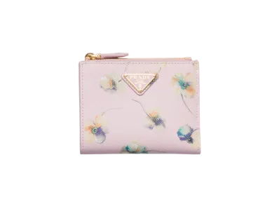 PRADA Printed Saffiano Leather Wallet "Pink"