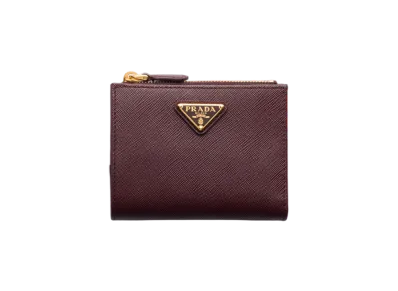 PRADA Saffiano Triangle Wallet "Bordeaux"