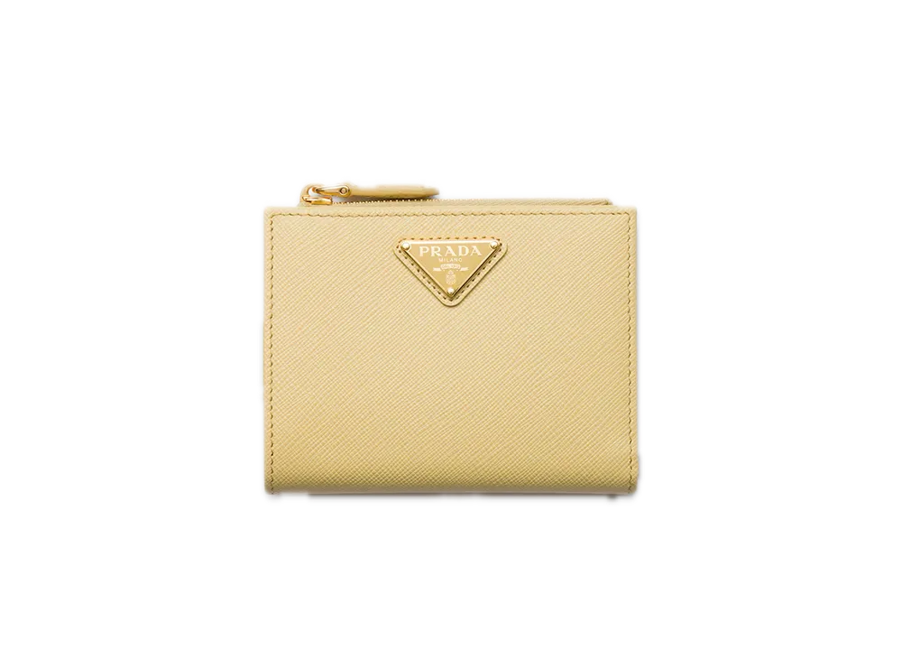 PRADA Saffiano Triangle Wallet "Vanilla"