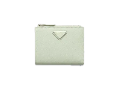 PRADA Saffiano Triangle Wallet "Pastel Green"