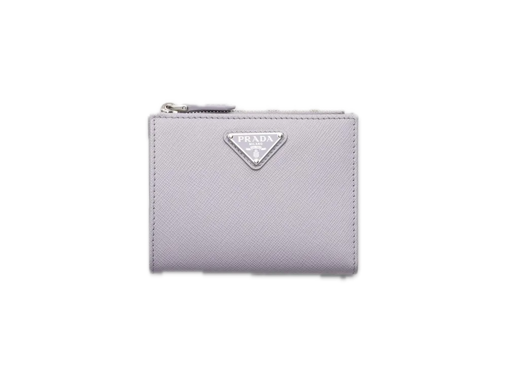 PRADA Saffiano Triangle Wallet "Pastel Purple"
