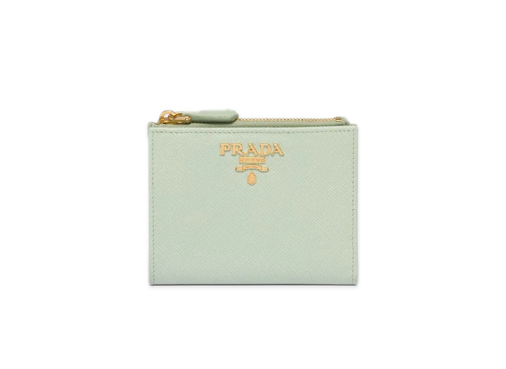 PRADA Saffiano Multicolor Wallet "Pastel Green/Aquamarine"
