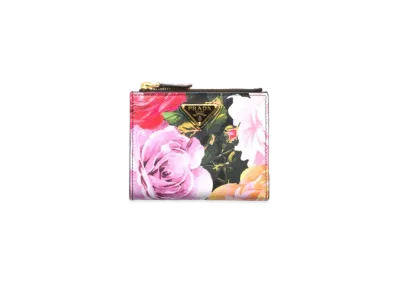 PRADA Small Printed Saffiano Leather Wallet "Black"