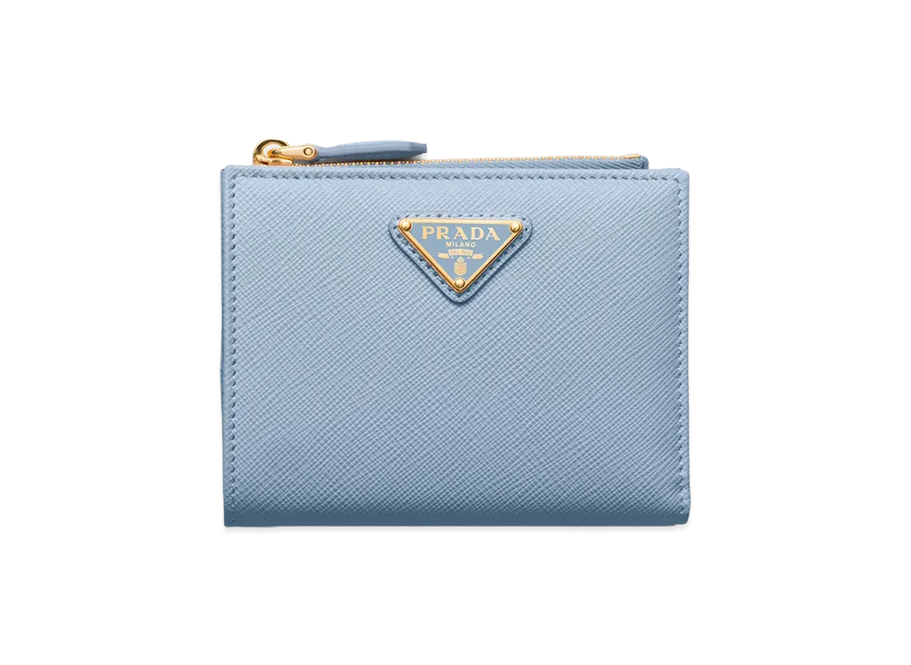 PRADA Saffiano Leather Wallet "Light Blue"