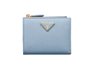 PRADA Saffiano Leather Wallet "Light Blue"