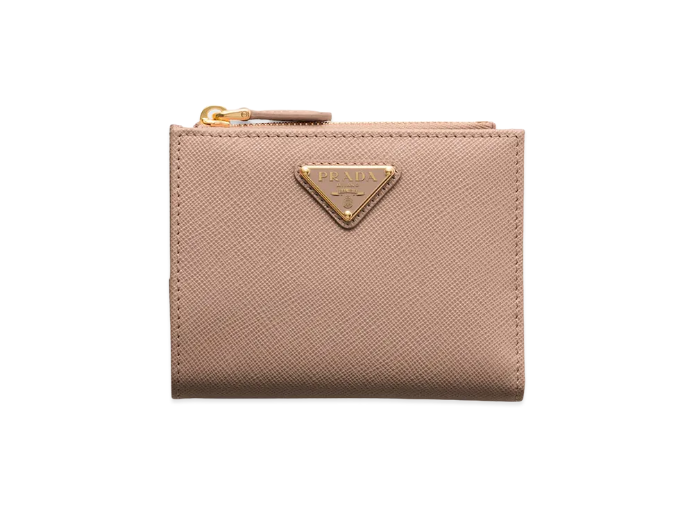 PRADA Saffiano Triangle Wallet "Cloudy Grey"