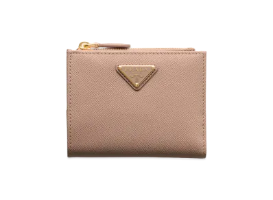 PRADA Saffiano Triangle Wallet "Cloudy Grey"