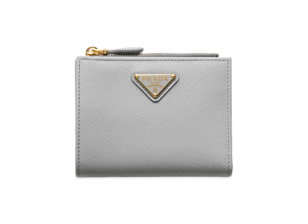 Prada Saffiano Triangle Wallet "Cloudy Grey"