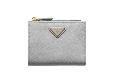 Prada Saffiano Triangle Wallet "Cloudy Grey"