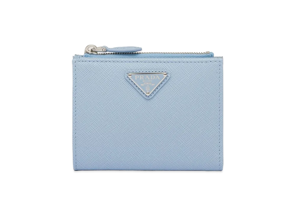 PRADA Saffiano Triangle Wallet "Pale Blue"