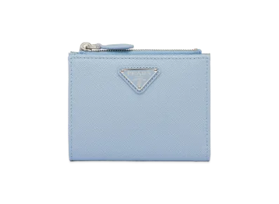 PRADA Saffiano Triangle Wallet "Pale Blue"