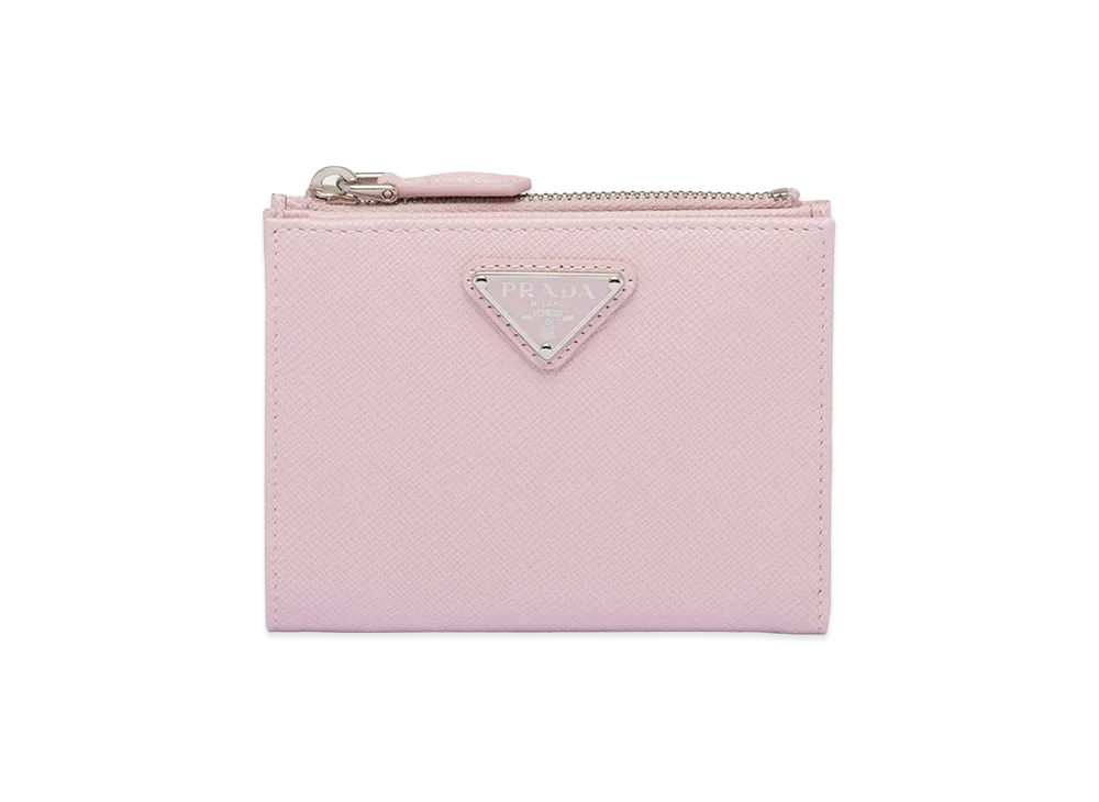 PRADA Saffiano Triangle Wallet "Alabaster"