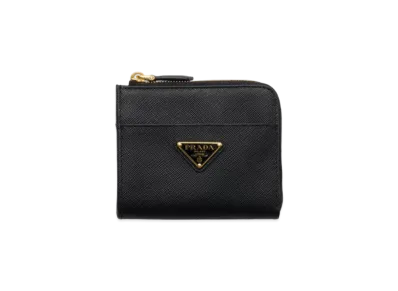 PRADA Small Saffiano Leather Zipper Wallet "Black"