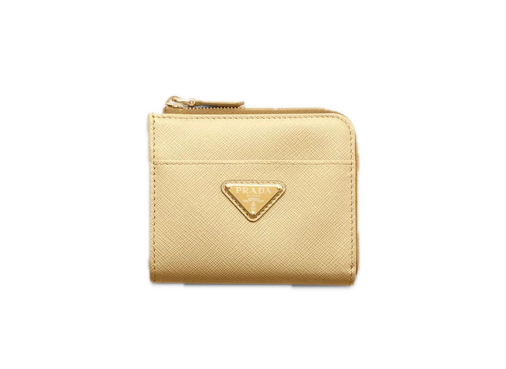 PRADA Saffiano Leather Wallet with Zipper "Vanilla"
