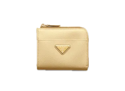 PRADA Saffiano Leather Wallet with Zipper "Vanilla"