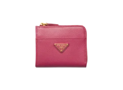 PRADA Small Saffiano Leather Zipper Wallet "Pink"