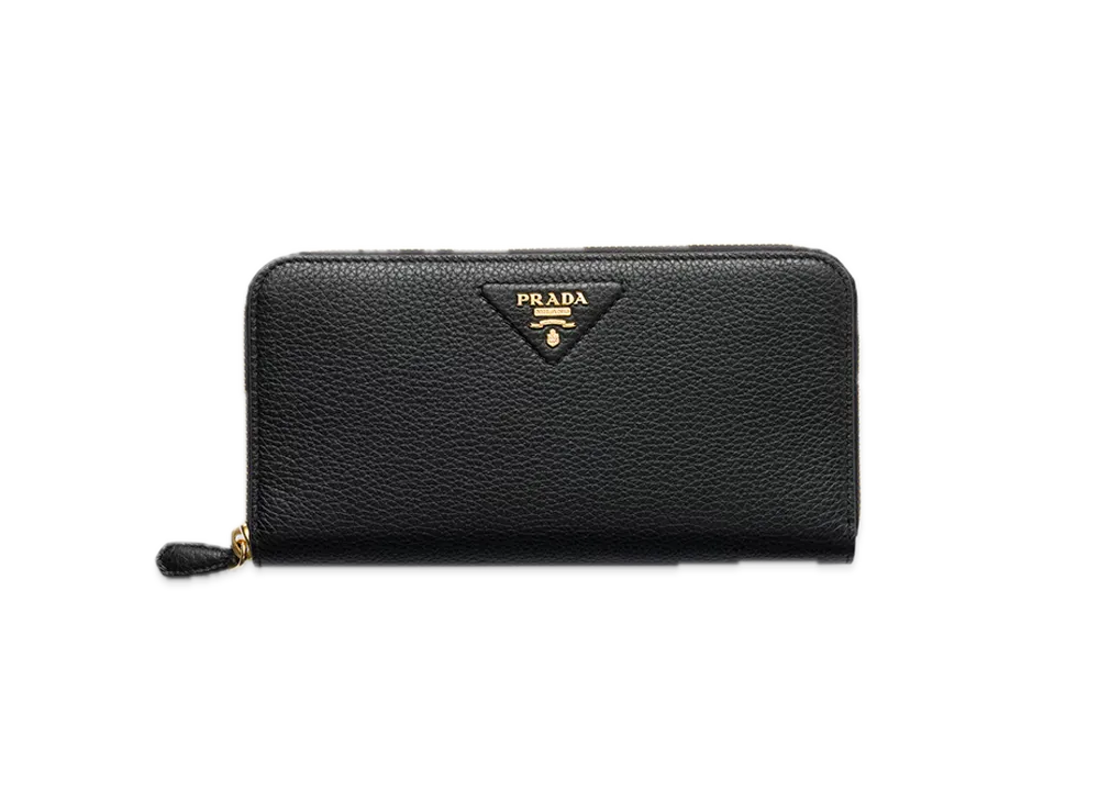 PRADA Vitello Daino Leather Zip-Around Long Wallet "Black"