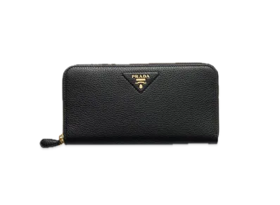 PRADA Vitello Daino Leather Zip-Around Long Wallet "Black"