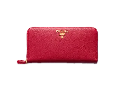 PRADA Saffiano Leather Zip-Around Long Wallet "Red"