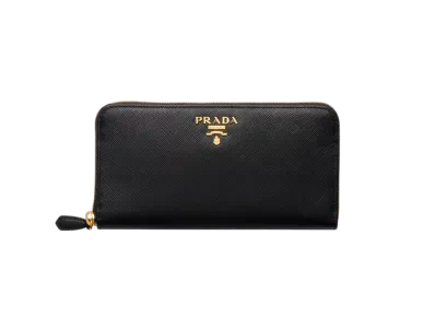 PRADA Saffiano Multicolor Zip-Around Long Wallet "Black/Pink"