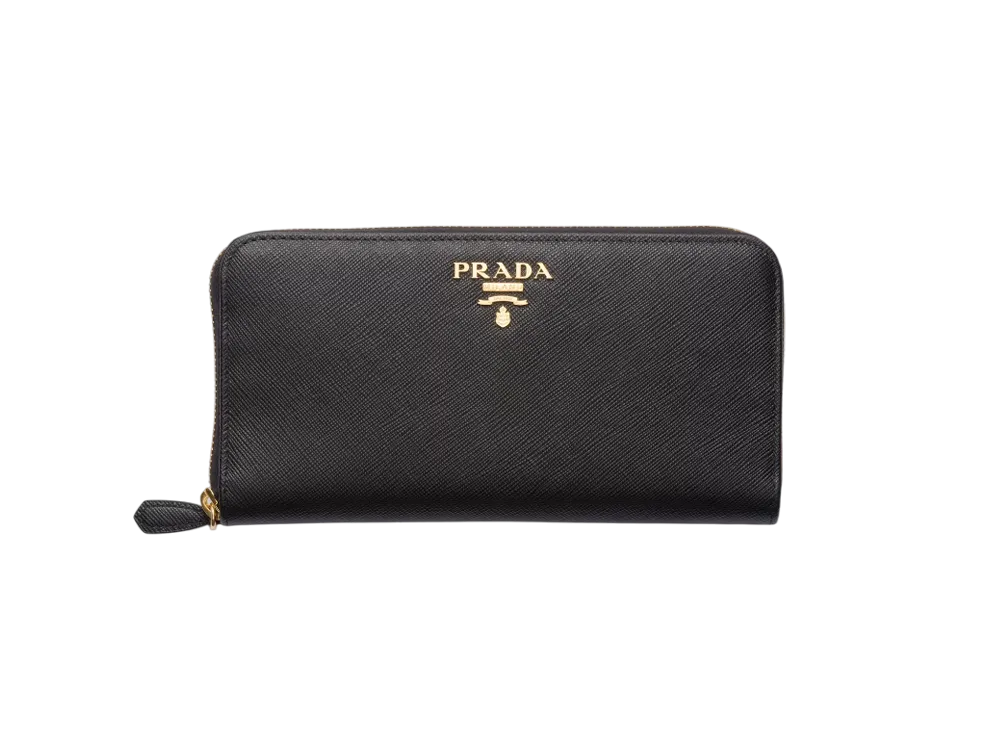 PRADA Saffiano Multicolor Zip-Around Long Wallet "Black/Pale Pink"