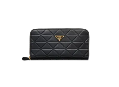 PRADA Large Leather Wallet with Triangle Motif "Black"