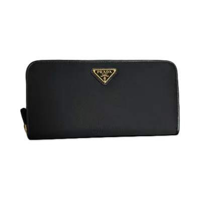 PRADA Zip Around Long Wallet "Black/Gold"