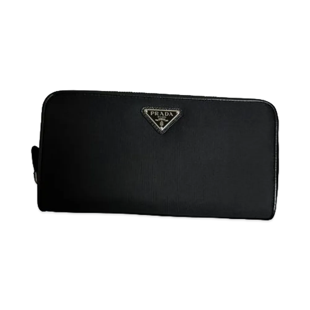 PRADA Zip Around Long Wallet "Black/Silver"