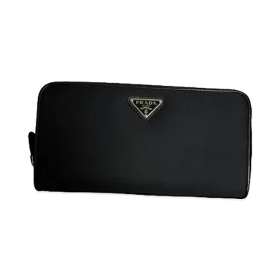 PRADA Zip Around Long Wallet "Black/Silver"