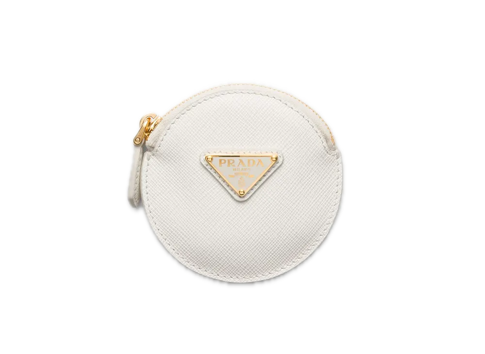 PRADA Saffiano Triangle Coin Case "White"