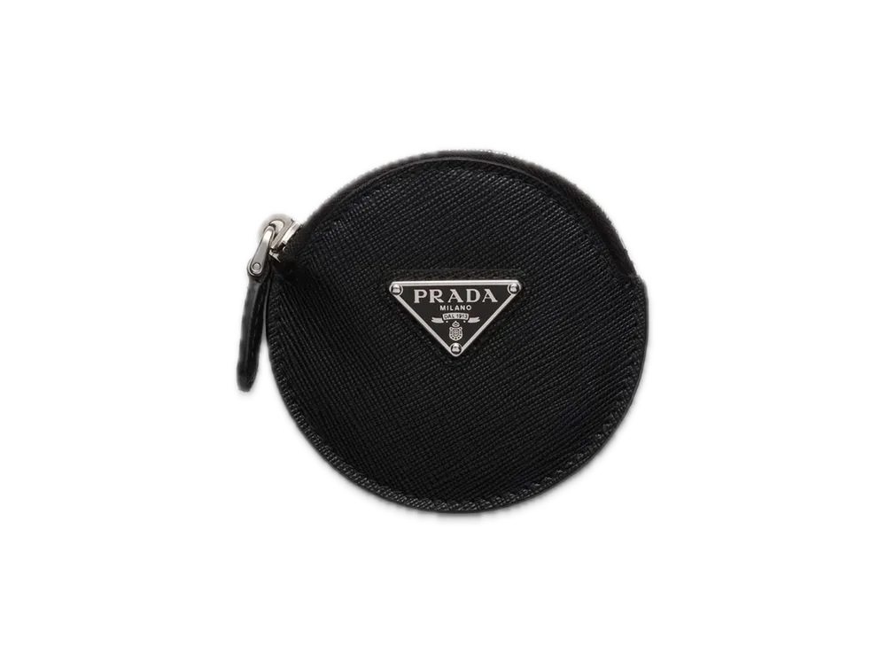 PRADA Saffiano Triangle Coin Case "Black"