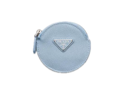 PRADA Saffiano Triangle Coin Case "Light Blue"
