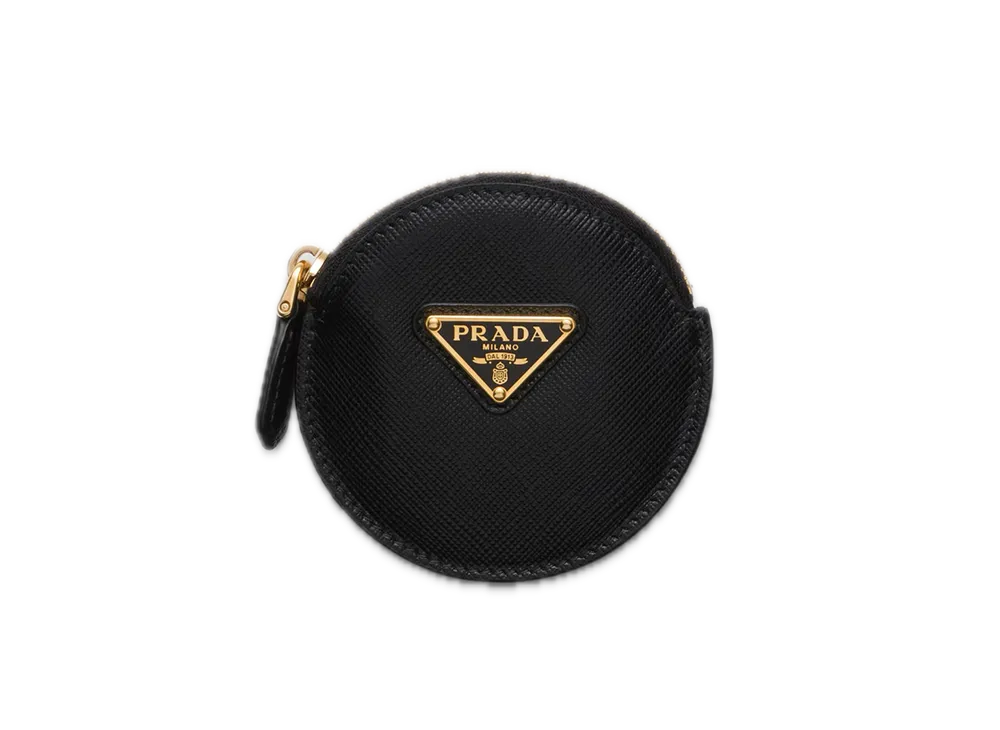 PRADA Saffiano Triangle Coin Case "Black"