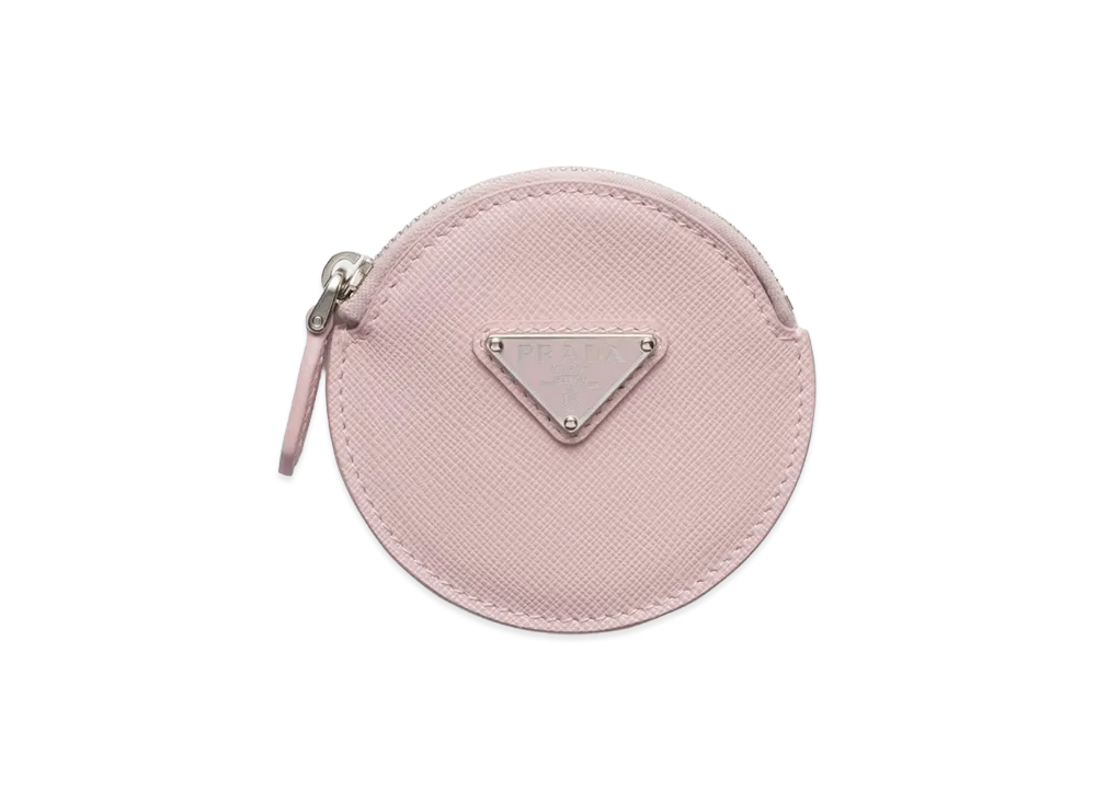 PRADA Saffiano Triangle Coin Case "Alabaster"