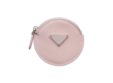 PRADA Saffiano Triangle Coin Case "Alabaster"