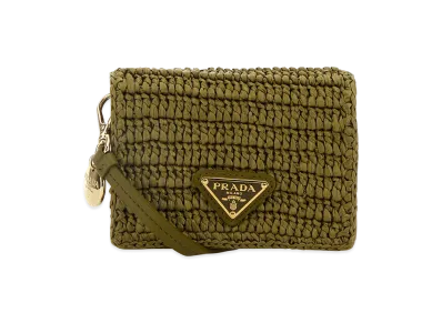 PRADA Women's Raffia Card Holder "Green"