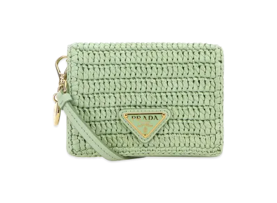 PRADA Women's Raffia Card Holder "Acqua"