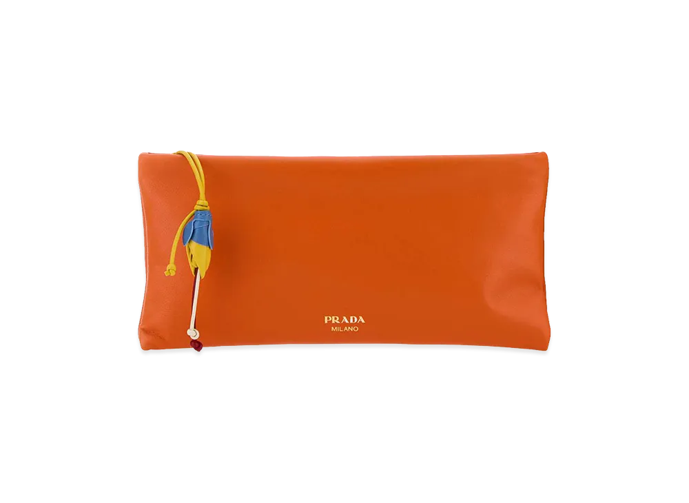 PRADA Wonen's Nappa Leather Pouch "Orange"