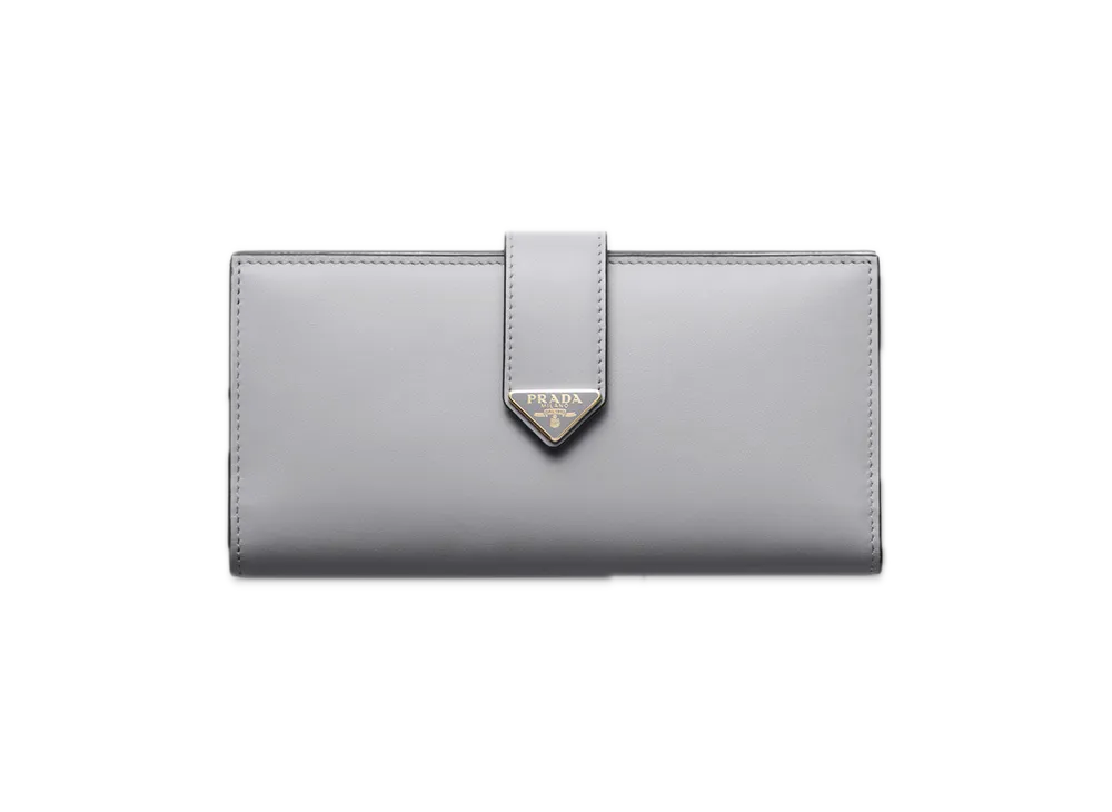 PRADA City Calf Tab Wallet "Light Gray"