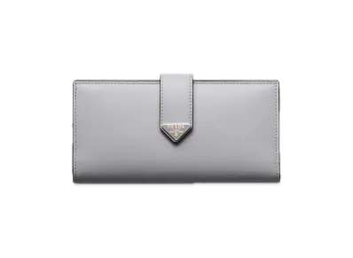 PRADA City Calf Tab Wallet "Light Gray"
