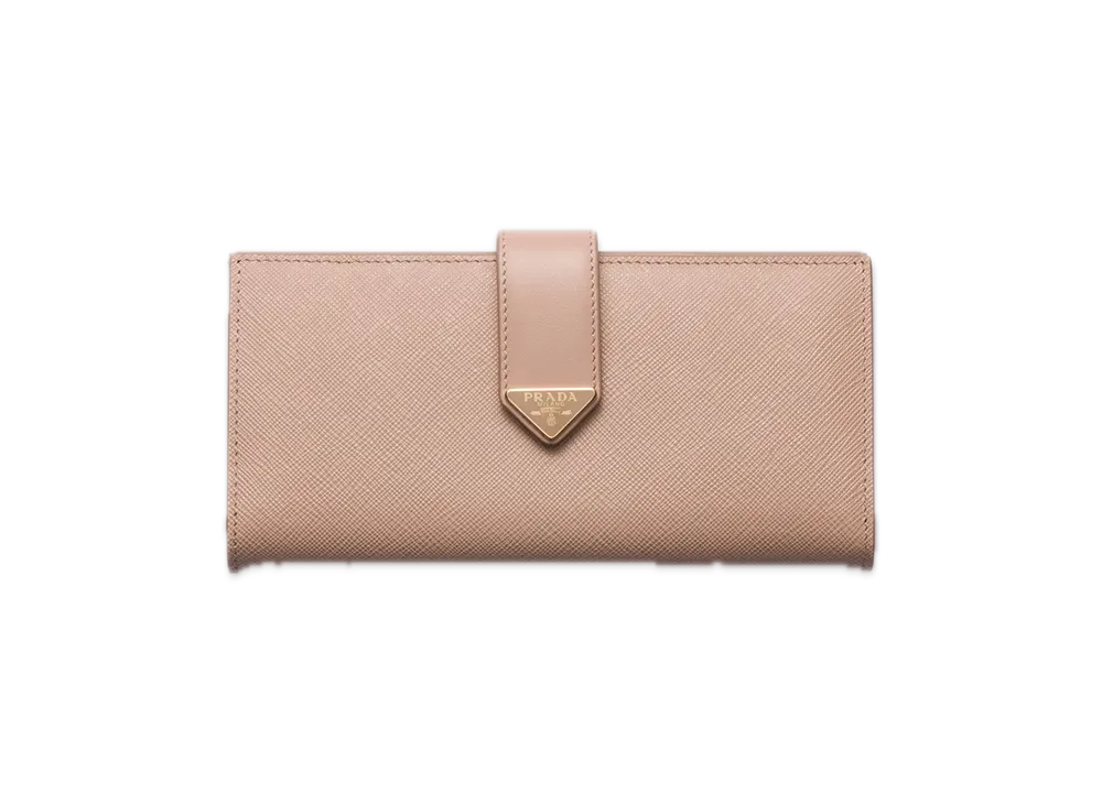PRADA Saffiano Tab Wallet "Pink Beige"