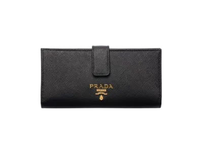 PRADA Saffiano Multicolor Wallet "Black/Pink"