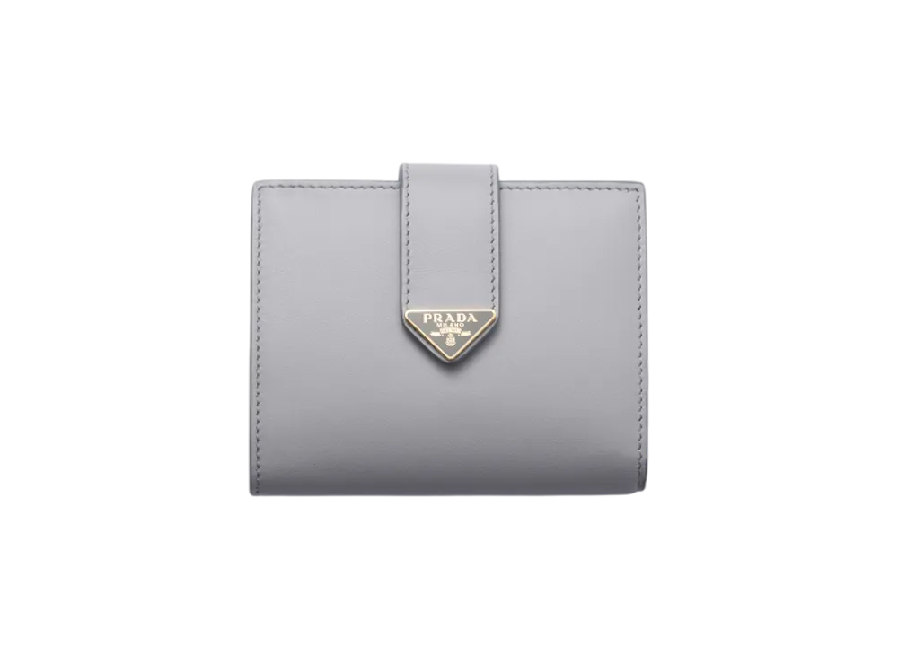 PRADA City Calf Tab Wallet "Light Gray"