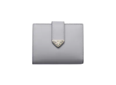 PRADA City Calf Tab Wallet "Light Gray"